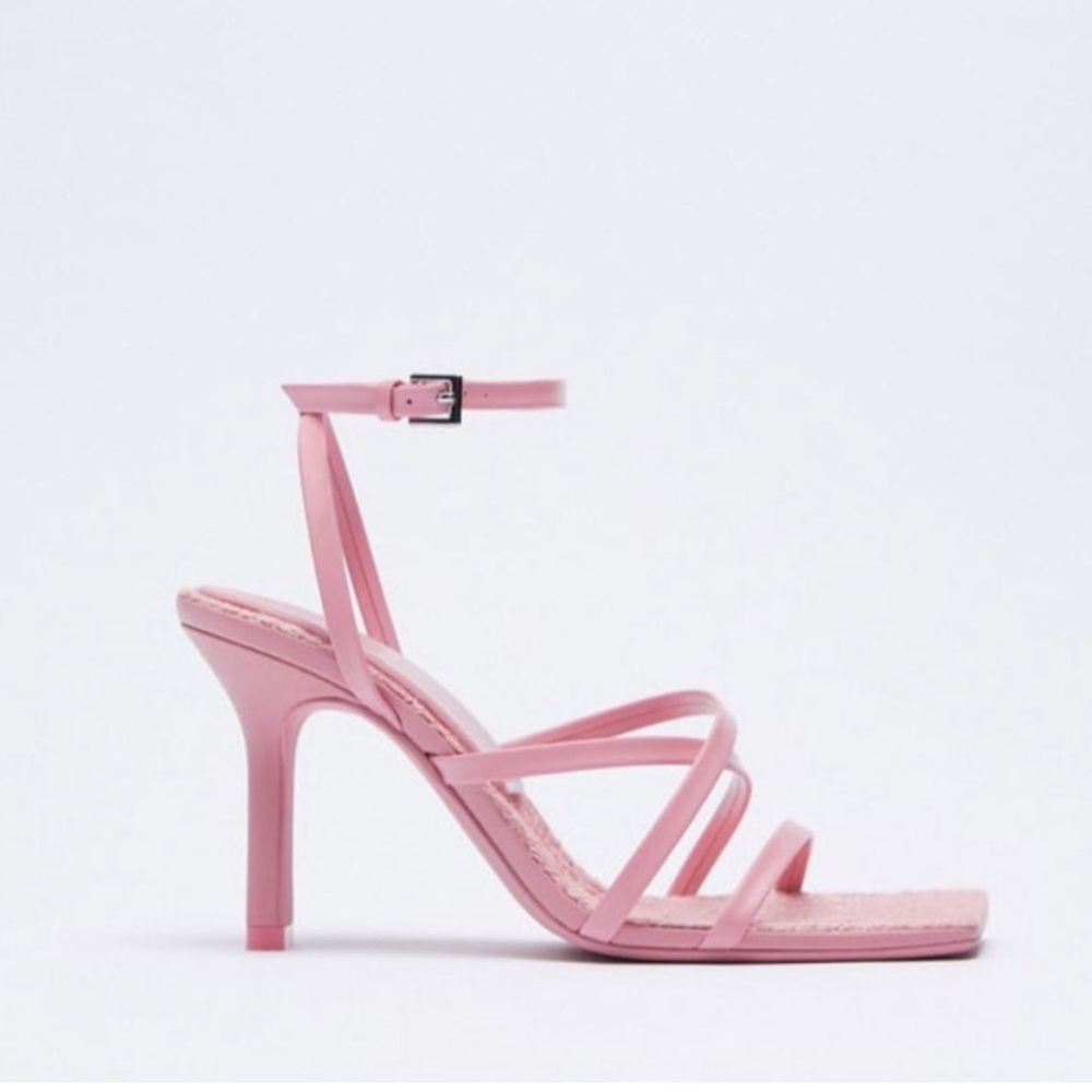 Zara square toe pink heels